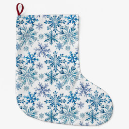 Wasserfarben-Schneeflocken-Muster Großer Weihnachtsstrumpf