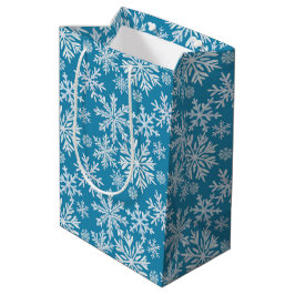 Wasserfarben-Schneeflocken-Muster Mittlere Geschenktüte