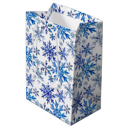 Wasserfarben-Schneeflocken-Muster Mittlere Geschenktüte