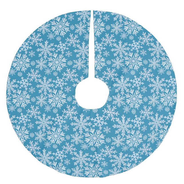 Wasserfarben-Schneeflocken-Muster Polyester Weihnachtsbaumdecke (Vorderseite)