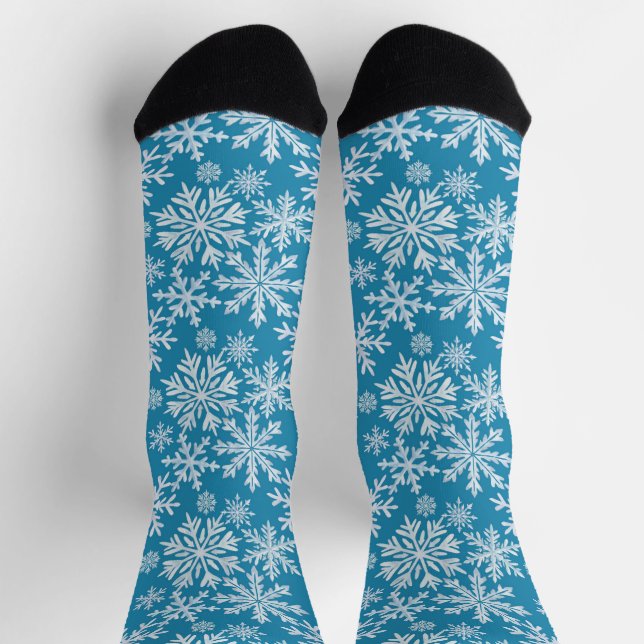 Wasserfarben-Schneeflocken-Muster Socken (Oben)