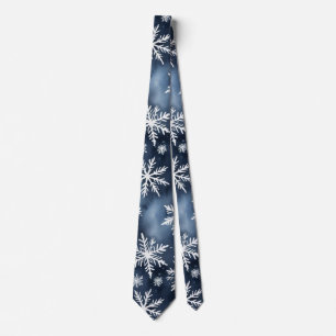 Wasserfarben-Schneemuster in Navyblau und Weiß Krawatte