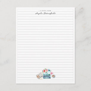 Wasserfarben-Schreibmaschine Monogram Stationery Begleitkarte
