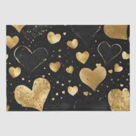 Wasserfarben Schwarz und Gold Tinte - Herz Seidenpapier