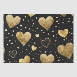 Wasserfarben Schwarz und Gold Tinte - Herz Seidenpapier