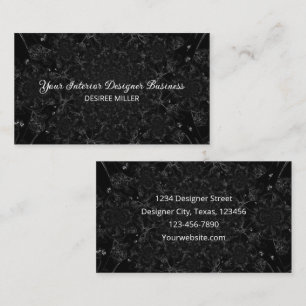 Wasserfarben Schwarz und Weiß Antike Vintage Textu Visitenkarte