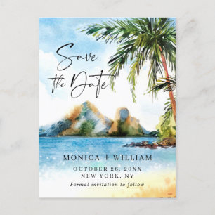 Wasserfarben Sea Palm Hochzeit Retten Sie das Datu Postkarte