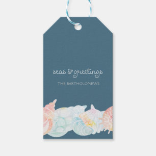 Wasserfarben Seashell Seen und Grüße Tag Geschenkanhänger