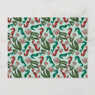 Wasserfarben-Seepferd-Minze-Wassermuster Postkarte