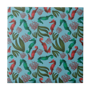 Wasserfarben-Seepferd-Muster Fliese