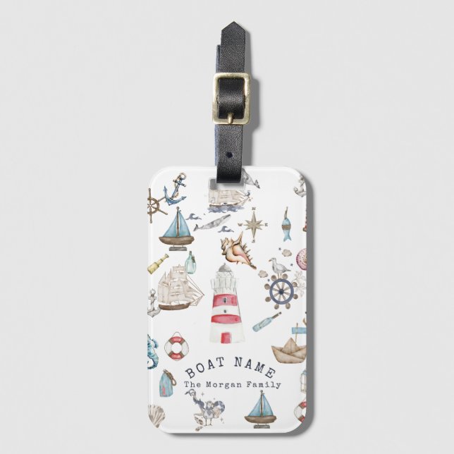 Wasserfarben: Segler Gepäckanhänger (Vorderseite Vertikal)