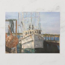 Wasserfarben-Shrimp-Boot Küste Einladung Postkarte