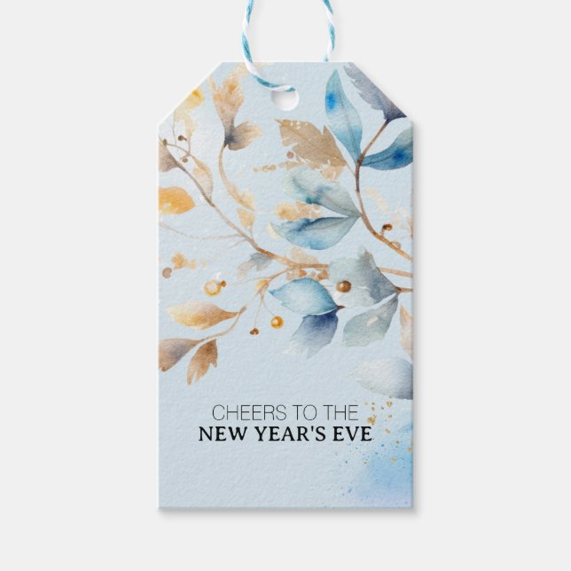 Wasserfarben Silvesterparty  Geschenkanhänger (Vorderseite)