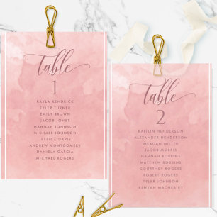 Wasserfarben-Sitzplan-Karte mit Blush-Namen/ Gastn