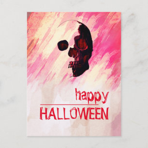 Wasserfarben Skull Pink Painted Halloween Art Postkarte