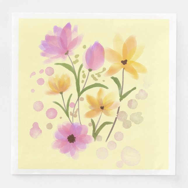 Wasserfarben Sommer Bouquet Serviette (Vorderseite)