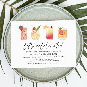 Wasserfarben-Sommer-Cocktails-Birthday-Party Einladung