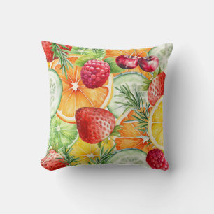 Wasserfarben Sommerfruchtdekor Kissen