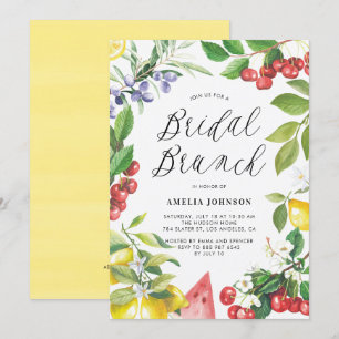 Wasserfarben Sommerfrüchte Blumenkohl Bridal Brunc Einladung