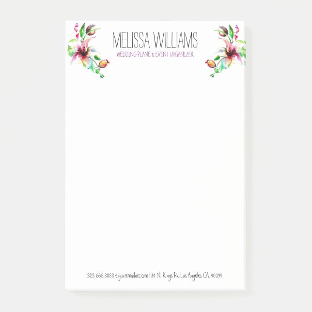 Wasserfarben Sommerliche Blume Farbenfrohe Illustr Post-it Klebezettel (Vorderseite)