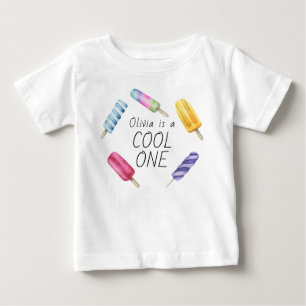Wasserfarben Sommerpopuläre Eiscreme Geburtstag Baby T-shirt