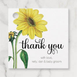 Wasserfarben Sonnenblume Danke Sticker Geschenkanhänger