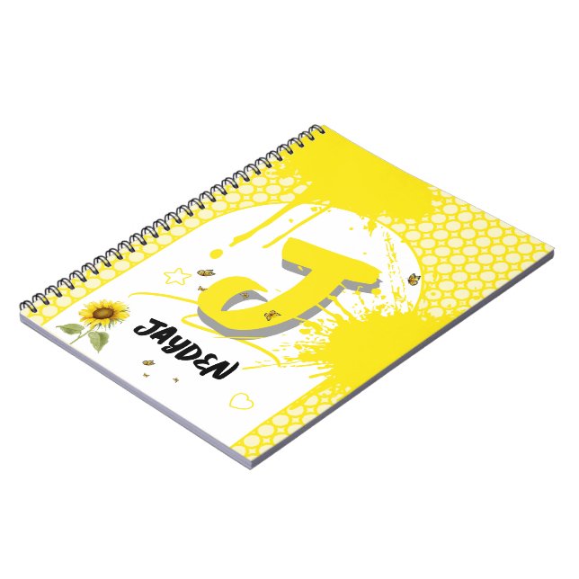 Wasserfarben-Sonnenblume mit SchmetterlingsNoteboo Notizblock (Linke Seite)