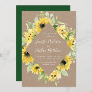 Wasserfarben Sonnenblumen Blumenrahmen Rustikale H Einladung