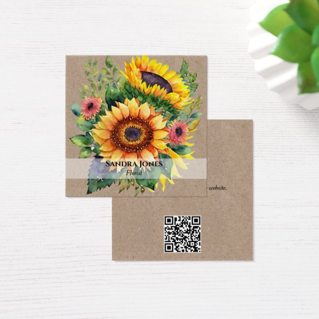 Wasserfarben Sonnenblumen Business Card - Kraftsty (Schreibtisch)