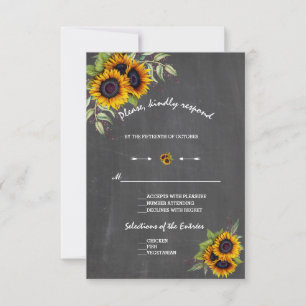 Wasserfarben Sonnenblumen Chalkboard Hochzeit RSVP