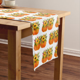 Wasserfarben Sonnenblumen Erntedank Pumpkins Fall Kurzer Tischläufer