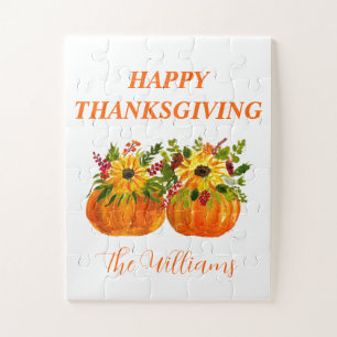 Wasserfarben Sonnenblumen Erntedank Pumpkins Fall Puzzle