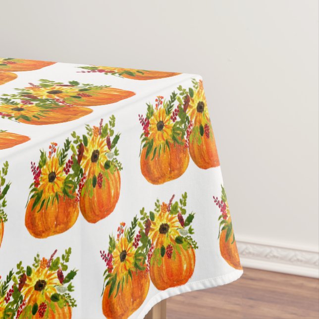 Wasserfarben Sonnenblumen Erntedank Pumpkins Fall Tischdecke (Beispiel)