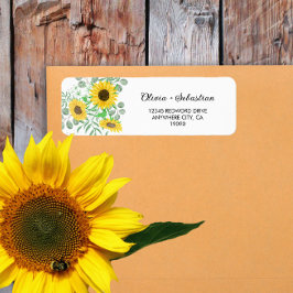 Wasserfarben-Sonnenblumen geben das Adressetikett