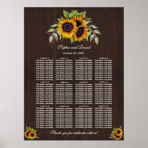 Wasserfarben Sonnenblumen Hochzeitsstift Holz Poster