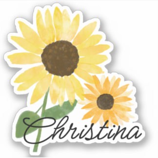 Wasserfarben Sonnenblumen, kundenspezifisch geschn Aufkleber