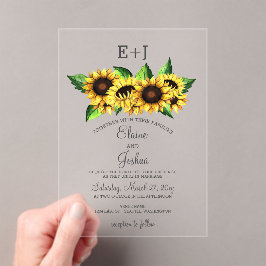 Wasserfarben Sonnenblumen Land Rustikale Hochzeit Acryleinladungen