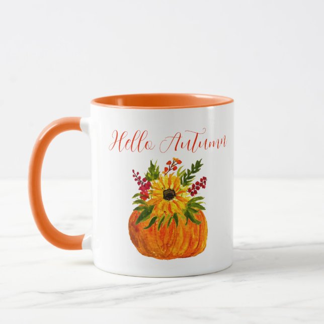 Wasserfarben Sonnenblumen Niedlich Herbst Rustikal Tasse (Links)