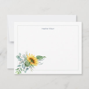 Wasserfarben Sonnenblumen Personalisiert Dankeskarte