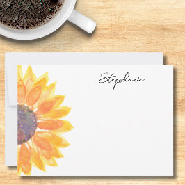 Wasserfarben Sonnenblumen Personalisiert Mitteilungskarte