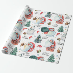 Wasserfarben-Spaß Weihnachtsmann Weihnachten Geschenkpapier