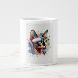 Wasserfarben-Sphynx-Katze Künstliches Portrait Jumbo-Tasse
