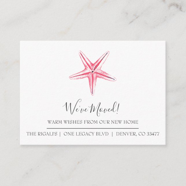 Wasserfarben Starfish Ankündigung zum Zuhause-Vers Begleitkarte (Vorderseite)