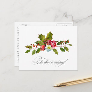 Wasserfarben-Stechpalmen- und Efeu-Weihnachtsereig Postkarte