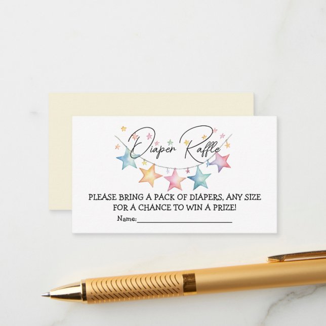 Wasserfarben Sterne Babydusche Windelwaschkarte Begleitkarte (Vorderseite/Rückseite Beispiel)