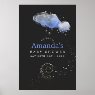 Wasserfarben Sterne Nachthimmel Junge Baby Shower Poster