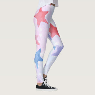 Wasserfarben-Sterne Patriotisch 4. Juli Leggings