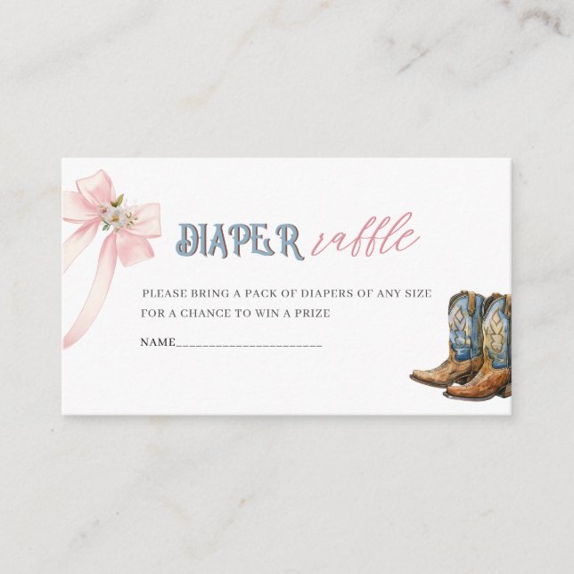 Wasserfarben Stiefel oder Bows Babydusche Windelra Begleitkarte (Vorderseite)