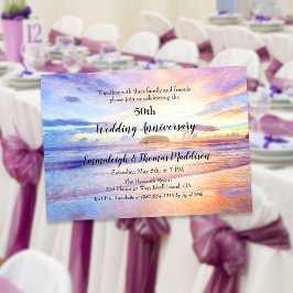 Wasserfarben Strand 50. Hochzeitstag Einladung