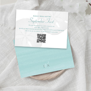 Wasserfarben Strand Hochzeit Sand Dollar RSVP Karte